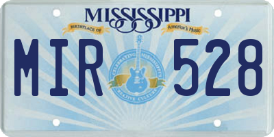 MS license plate MIR528