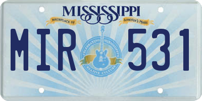MS license plate MIR531