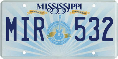 MS license plate MIR532