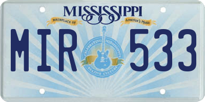 MS license plate MIR533
