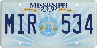 MS license plate MIR534