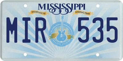 MS license plate MIR535