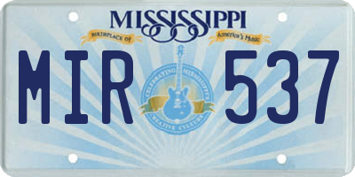 MS license plate MIR537