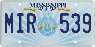 MS license plate MIR539