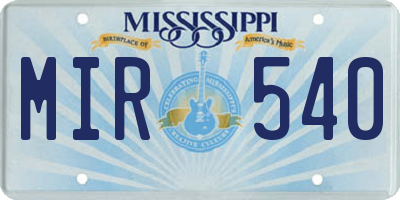 MS license plate MIR540