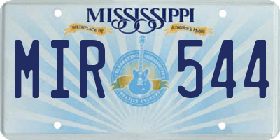 MS license plate MIR544