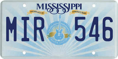 MS license plate MIR546