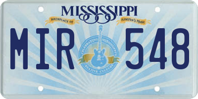 MS license plate MIR548