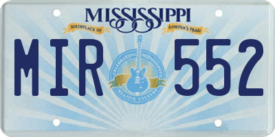 MS license plate MIR552