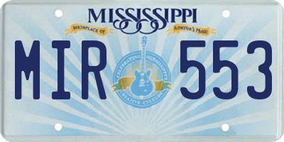 MS license plate MIR553
