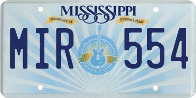 MS license plate MIR554