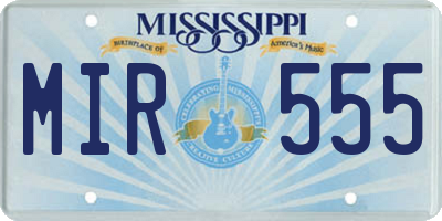 MS license plate MIR555