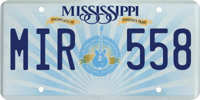 MS license plate MIR558