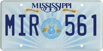 MS license plate MIR561