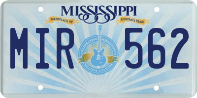 MS license plate MIR562