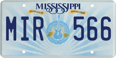 MS license plate MIR566