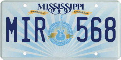 MS license plate MIR568