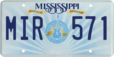 MS license plate MIR571