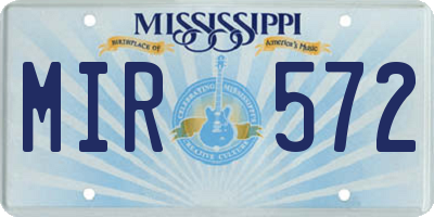MS license plate MIR572