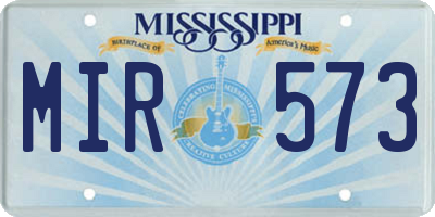 MS license plate MIR573