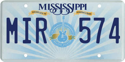 MS license plate MIR574