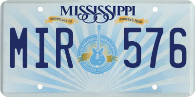 MS license plate MIR576