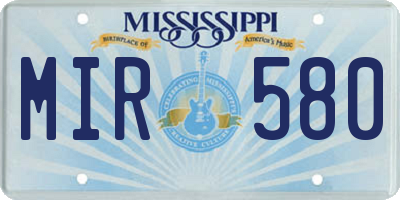 MS license plate MIR580