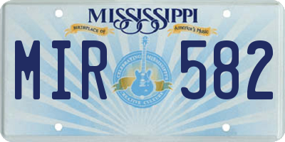 MS license plate MIR582