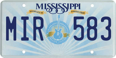 MS license plate MIR583