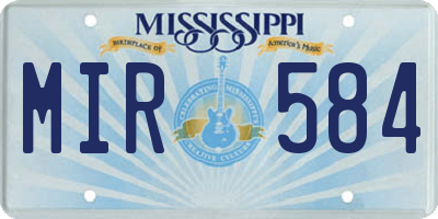MS license plate MIR584