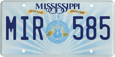 MS license plate MIR585
