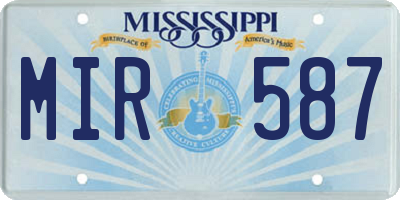 MS license plate MIR587