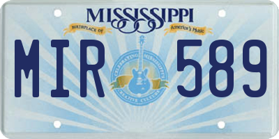 MS license plate MIR589