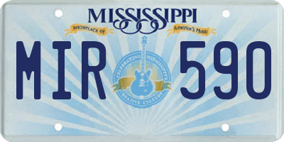 MS license plate MIR590
