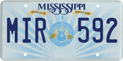 MS license plate MIR592