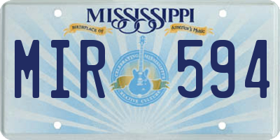 MS license plate MIR594
