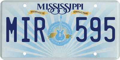 MS license plate MIR595