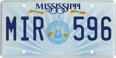 MS license plate MIR596