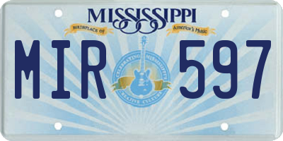 MS license plate MIR597