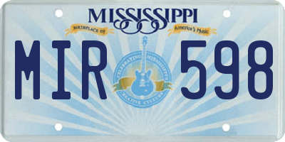 MS license plate MIR598