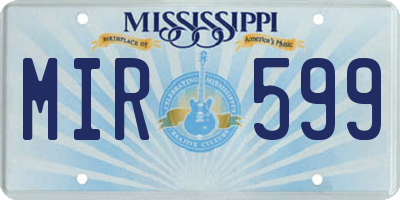 MS license plate MIR599