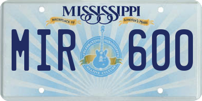 MS license plate MIR600