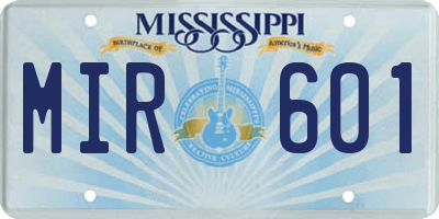 MS license plate MIR601
