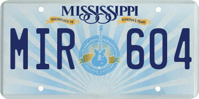 MS license plate MIR604