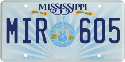 MS license plate MIR605