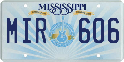 MS license plate MIR606
