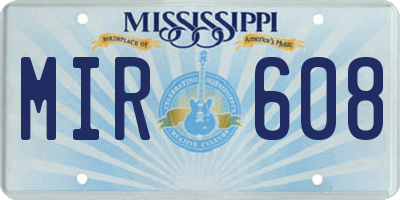 MS license plate MIR608