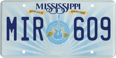 MS license plate MIR609