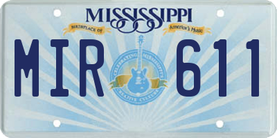 MS license plate MIR611