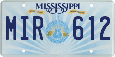 MS license plate MIR612